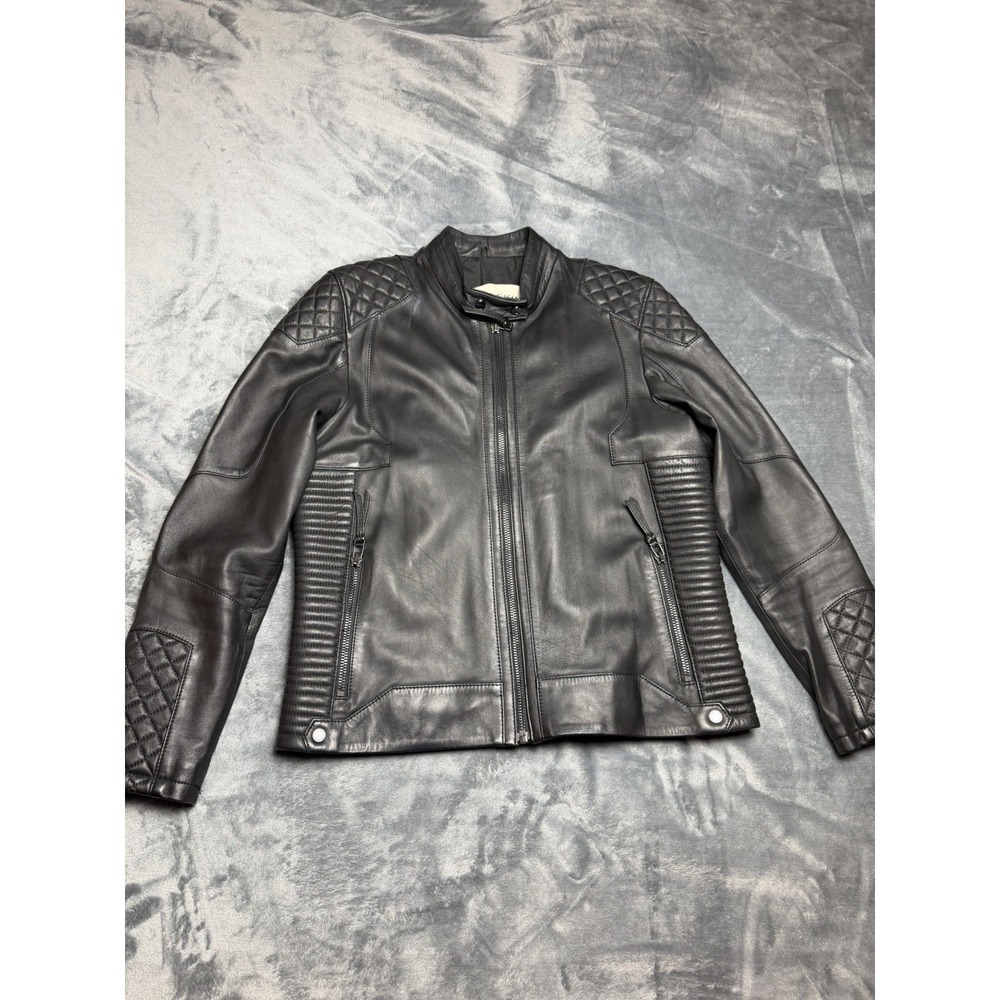 Boda Skins Kay Michaels Napa Leather Jacket Medium Black Silver Moto
